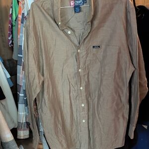 Chaps Ralph Lauren Men's Casual Tan Button Down Shirt